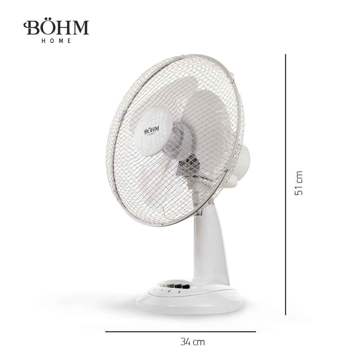 Böhm BLTF - 1203 – 12" Tischventilator, 40 W, 3 Geschwindigkeiten, neigbar - MN HOMETECH - Ventilatoren - 