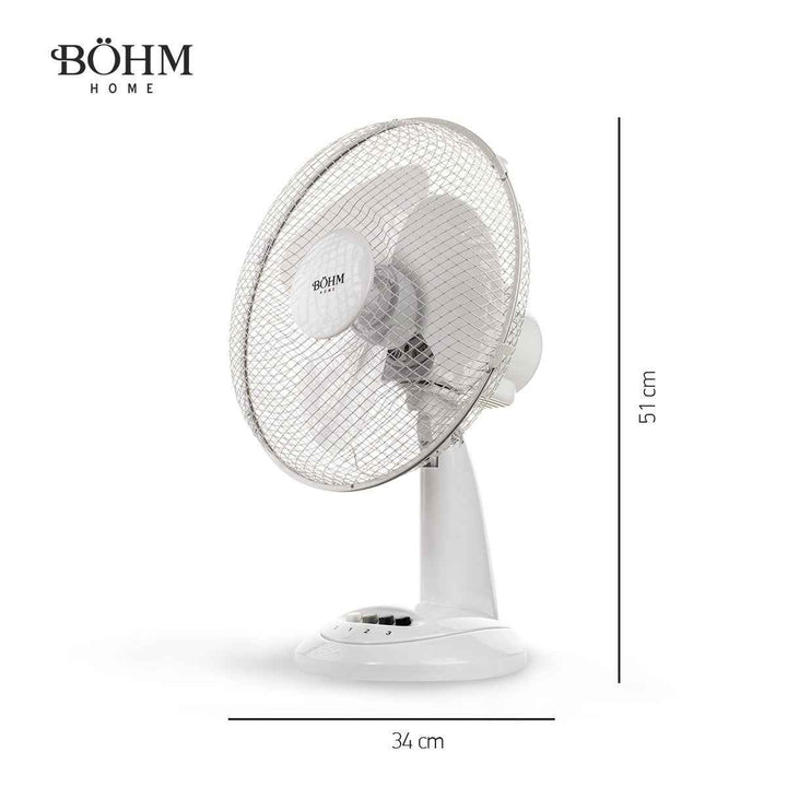Böhm BLTF - 1203 – 12" Tischventilator, 40 W, 3 Geschwindigkeiten, neigbar - MN HOMETECH - Ventilatoren - 