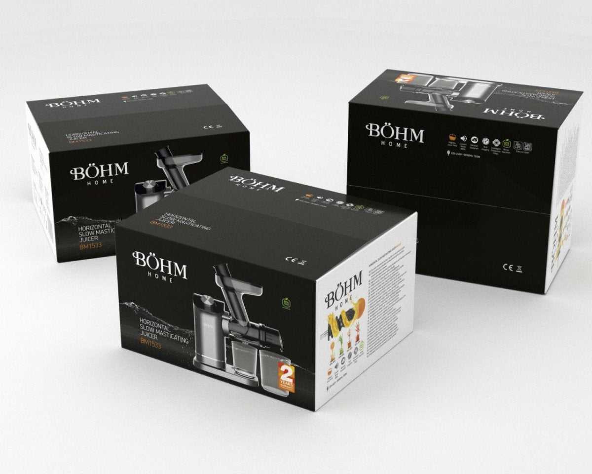 Böhm BM1533 Slow Juicer mit Reibe – 150 W, BPA - frei, leise & effizient für nährstoffreiche Säfte - MN HOMETECH - Slow Juicer - 