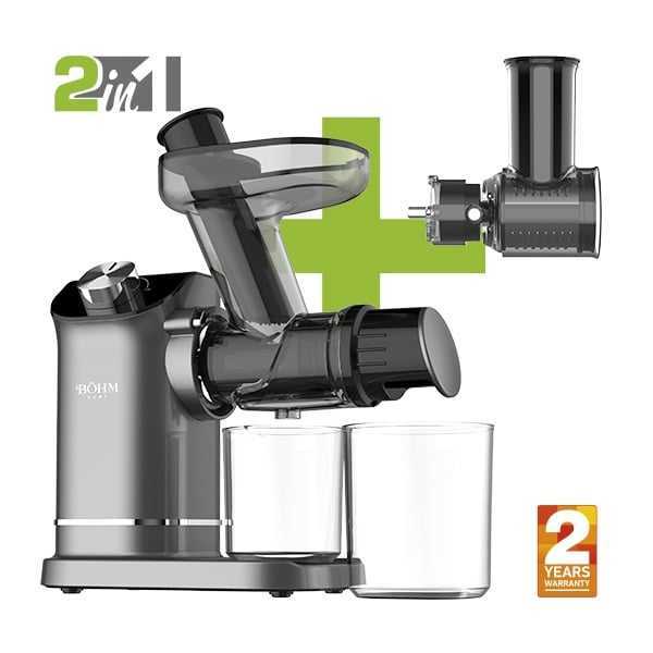 Böhm BM1533SM Slow Juicer mit Reibe – 150 W, leise & BPA - frei, für Saft & Obstverarbeitung - MN HOMETECH - Slow Juicer - 