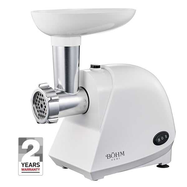 Böhm BMG1033R – Elektrischer Fleischwolf mit 1340W Leistung, 2 Sieben und Wurstfüllaufsatz, ideal für 1,5 kg Fleisch pro Minute in der Küche.