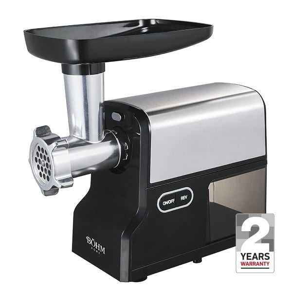 Böhm BMG6050R – Elektrischer Fleischwolf, 500–1600 W, 1,7 kg/min, 3 Siebe, Wurst - & Kebbe - Aufsätze - MN HOMETECH - Elektrische Fleischwolfmaschine - 