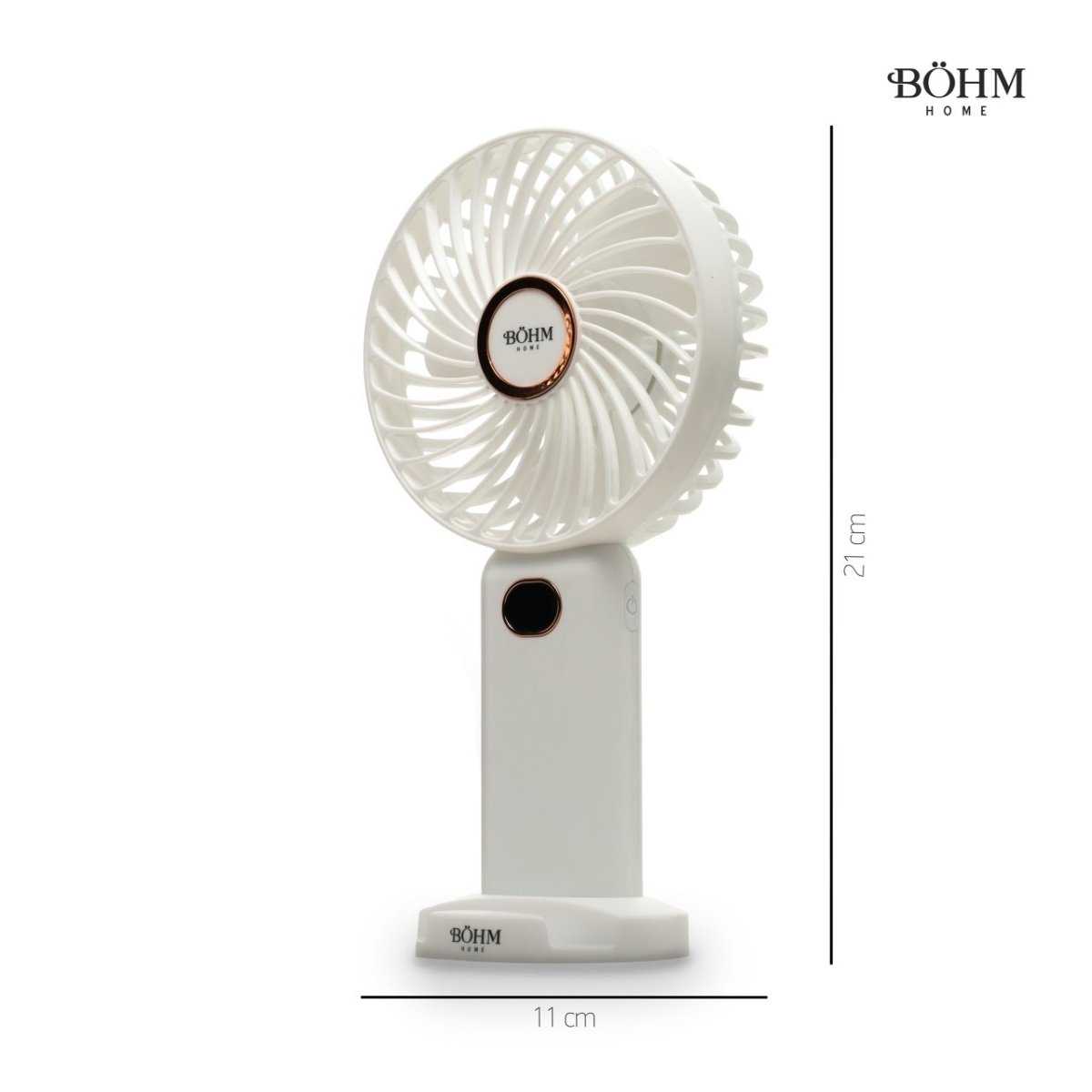 Böhm BSF - F11 – 4" USB - Ventilator mit Akku, 5 Geschwindigkeiten, Digitalanzeige - MN HOMETECH - Ventilatoren - 