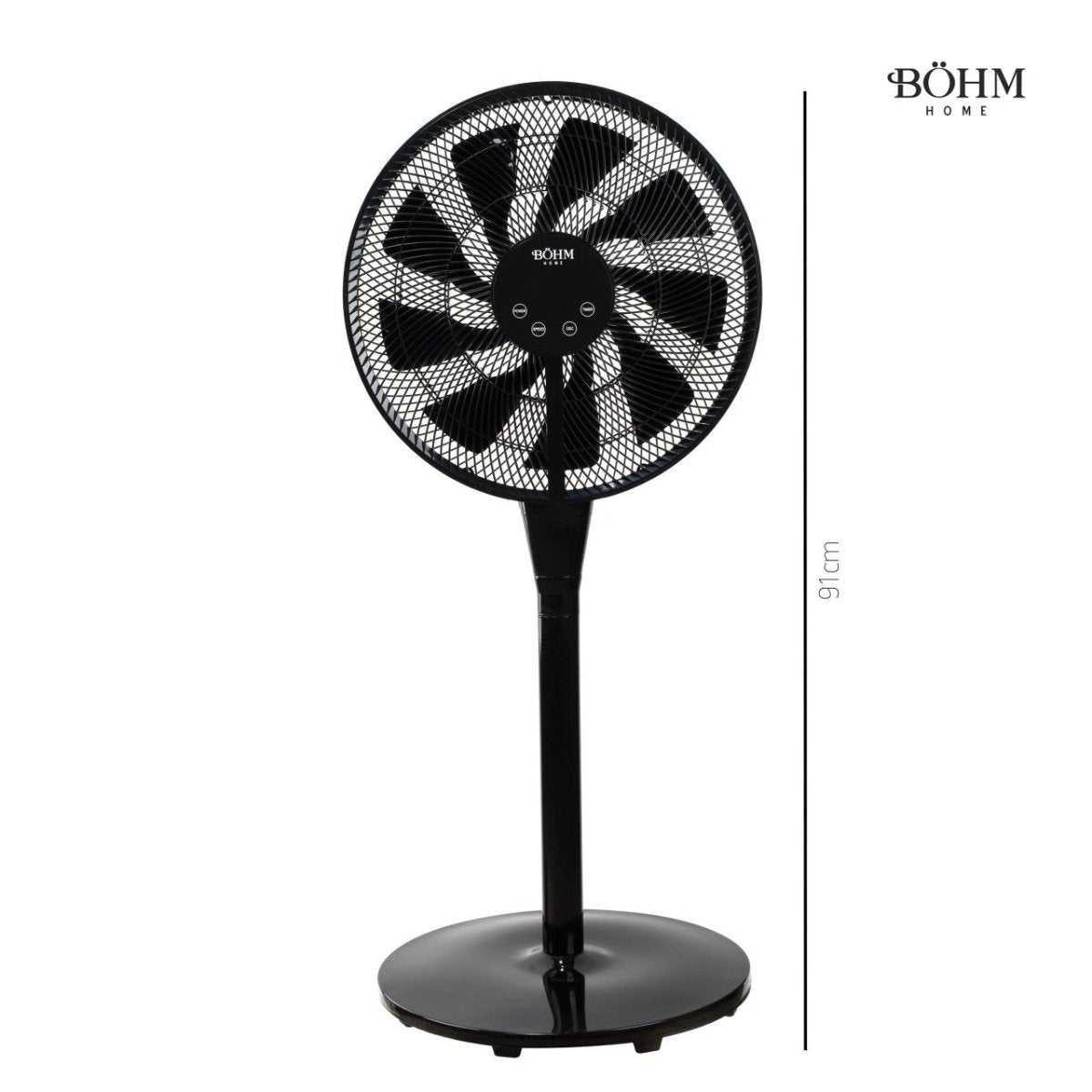 Böhm BY2316 – 16" Standventilator, 25 W, 8 Geschwindigkeiten, LED - Display, Fernbedienung - MN HOMETECH - Ventilatoren - 