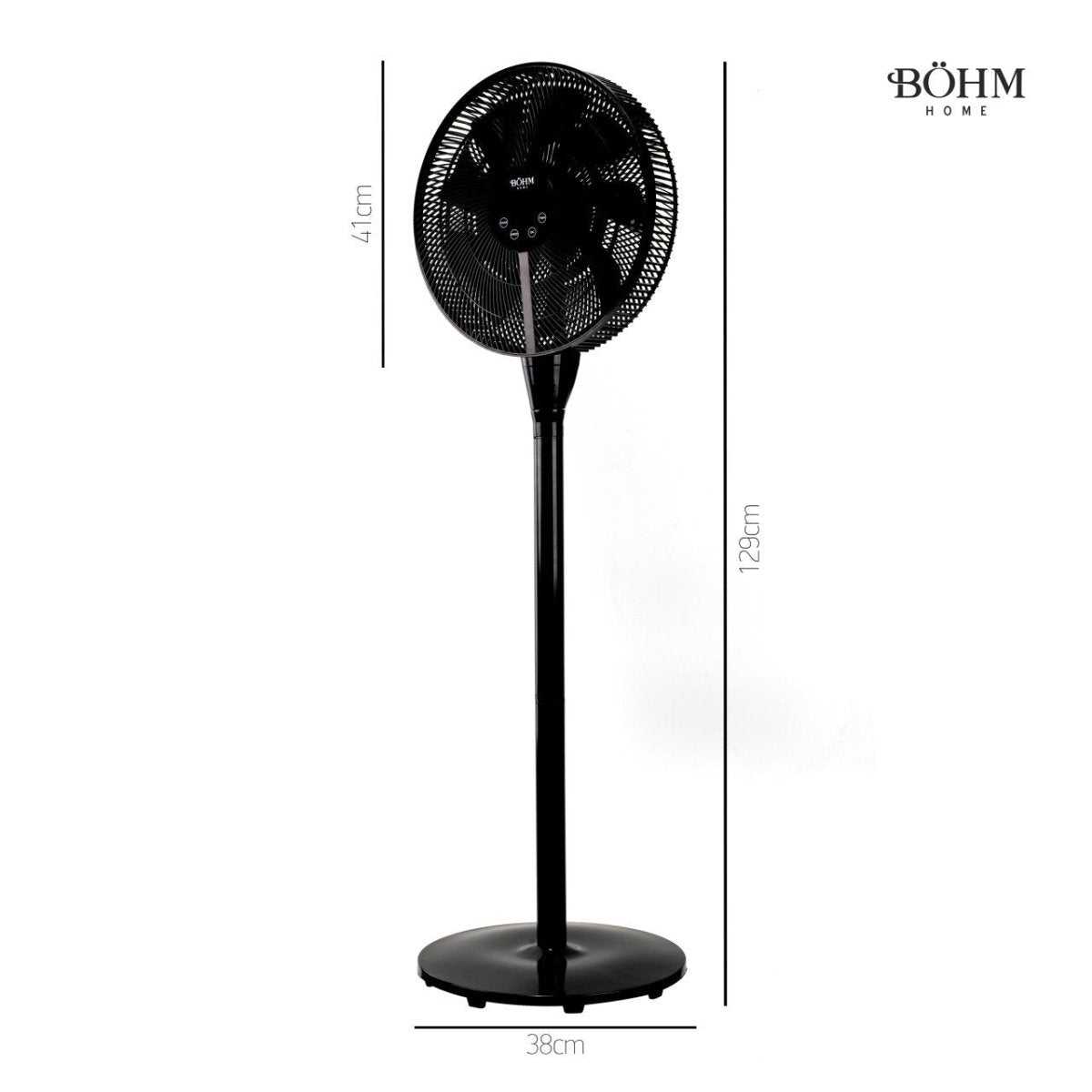 Böhm BY2316 – 16" Standventilator, 25 W, 8 Geschwindigkeiten, LED - Display, Fernbedienung - MN HOMETECH - Ventilatoren - 