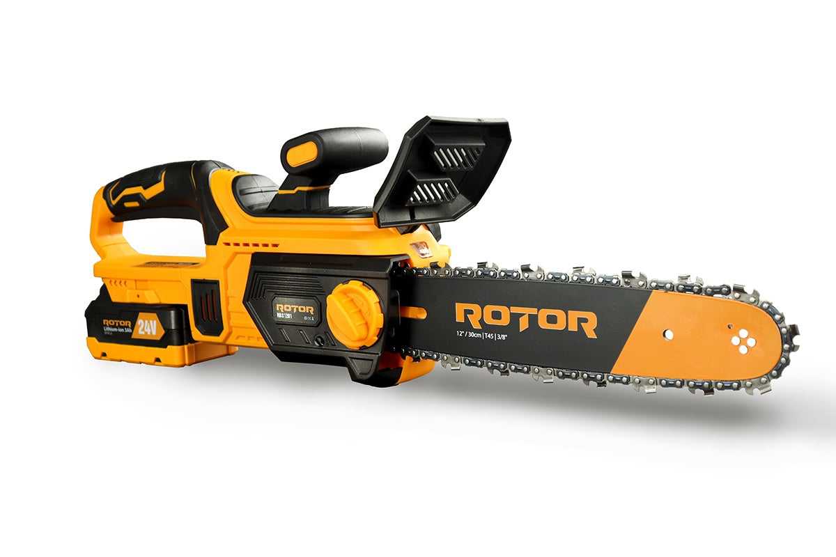 ROTOR RBS1201 - 24V Akku-Kettensäge, 6500 U/min, 30cm Sägeblatt, werkzeuglose Kettenspannung - MN HOMETECH - Kettensäge