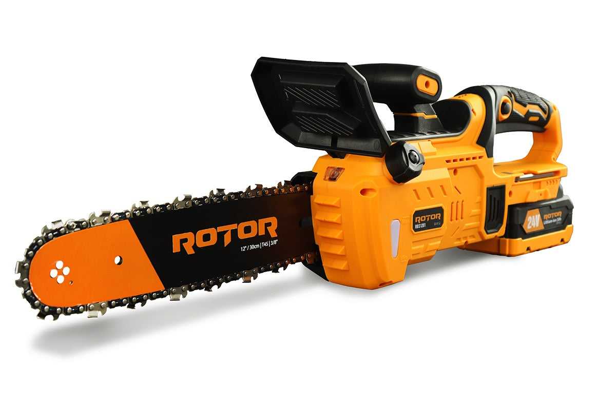 ROTOR RBS1201 - 24V Akku-Kettensäge, 6500 U/min, 30cm Sägeblatt, werkzeuglose Kettenspannung - MN HOMETECH - Kettensäge