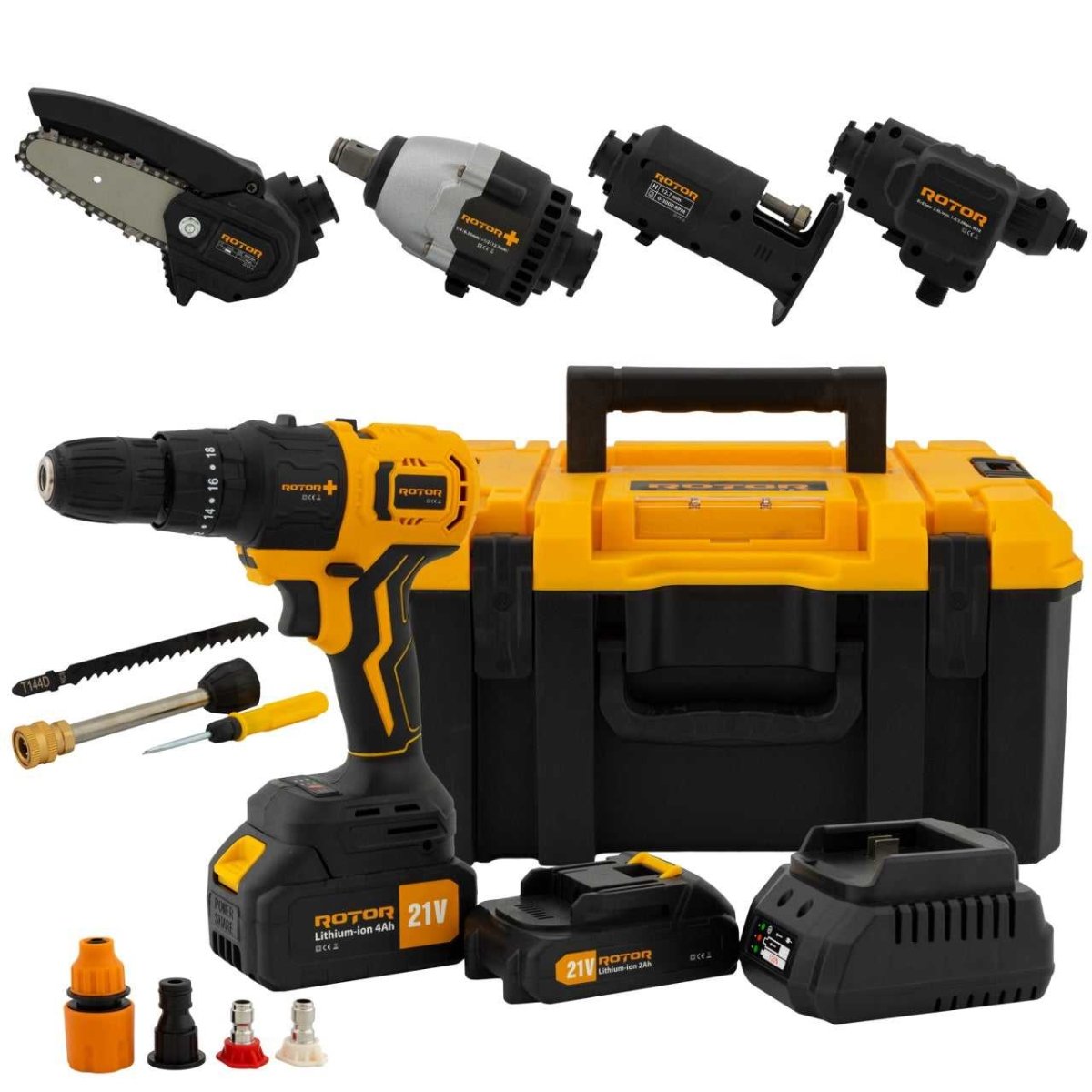 ROTORS RTS1 - 5 - in - 1 Akku - Gartengerät mit Kettensäge, Heckenschere & Co. - MN HOMETECH - 5 - in - 1 Akku Gartengerät - 